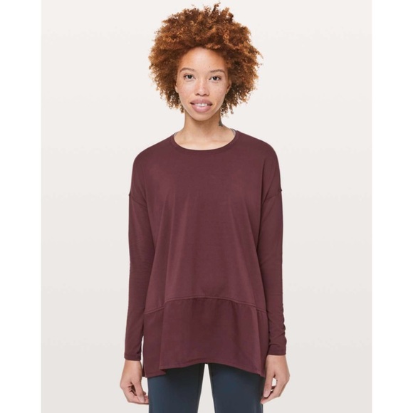 lululemon athletica Tops - LULULEMON BORDEAUX DRAMA EASE OF MIND LONG SLEEVE SHIRT SZ 10